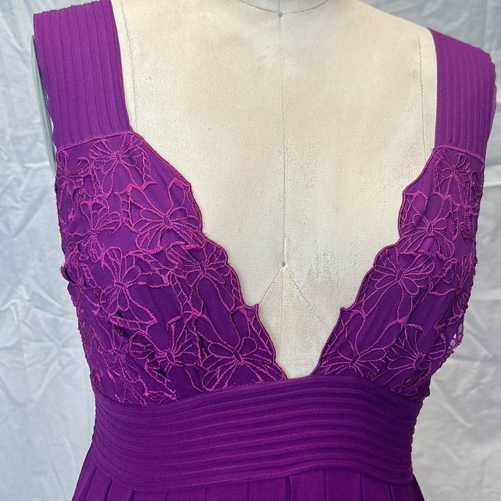 Catherine Malandrino Purple silk chiffon embroidered dress - Picture 2 of 6